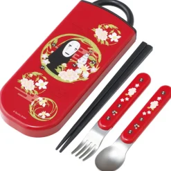 Hot Dark red Set Chopsticks Spoon Fork No Face - Spirited Away Kitchenware