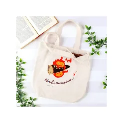 Hot Embroidery Canvas Tote bag Calcifer In A Hurry - Howl's Moving Castle Bags