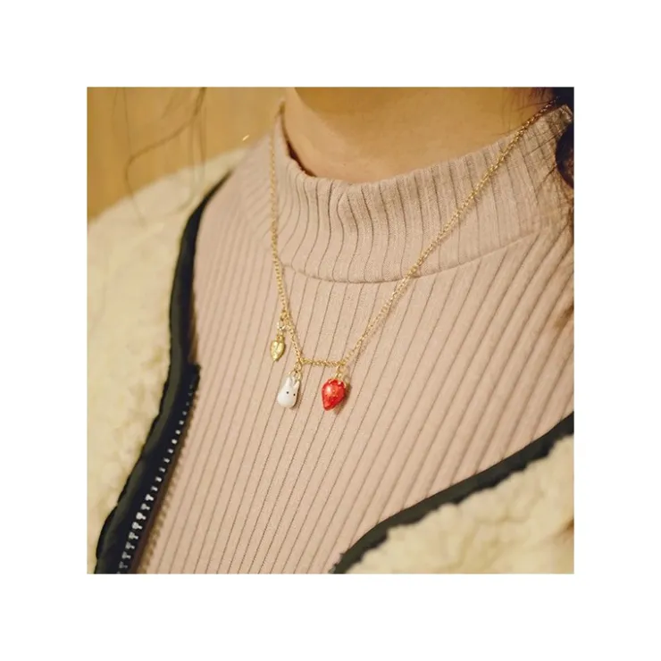 Clearance Necklace Strawberry and White Totoro - My Neighbor Totoro Jewellery
