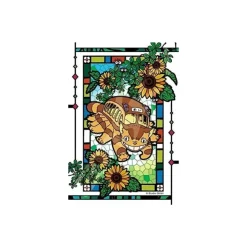 Stained glass Puzzle 126P Catbus and sunflowers - My Neighbor Totoro Jigsaw Puzzle