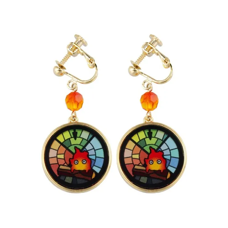 STAINED GLASS SERIES - EARRINGS CALCIFER- HOWL'S MOVING CASTLE Jewellery