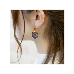 Hot STAINED GLASS SERIES-PIERCED EARRINGS CALCIFER -HOWL'S MOVING CASTLE Jewellery
